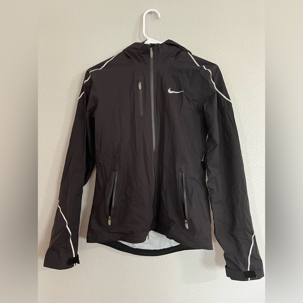 High vis Black Nike Running Rain Jacket